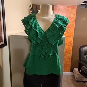 ✅️2 X $12 Anthropologie Porridge green peplum M